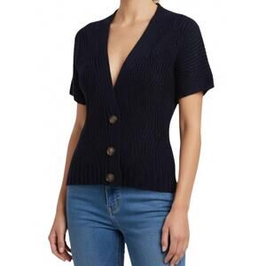 NEW MARBLE short sleeve knit cardigan in navy